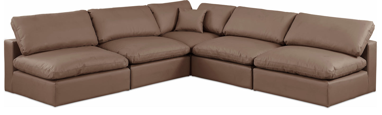 Comfy - 5 Piece Faux Leather Modular Corner Armless Sectional