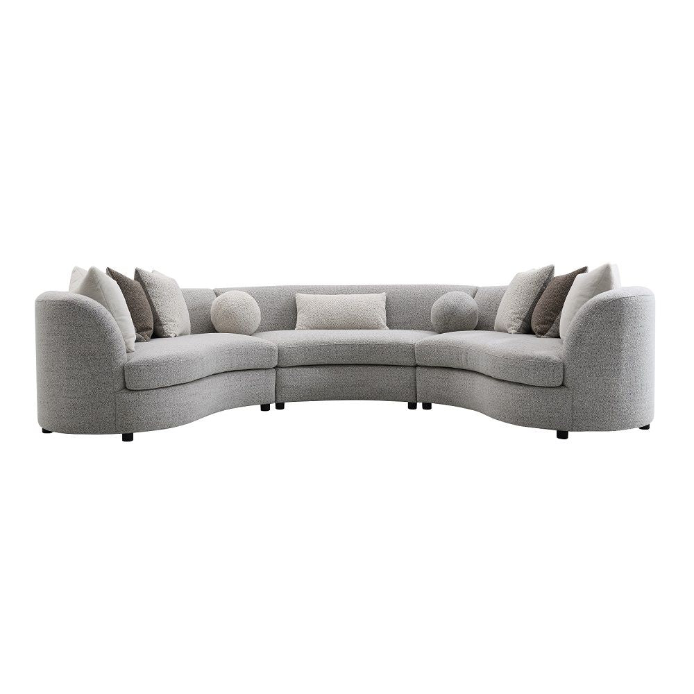 Ivria - Sectional Sofa With 9 Pillows - Gray Boucle