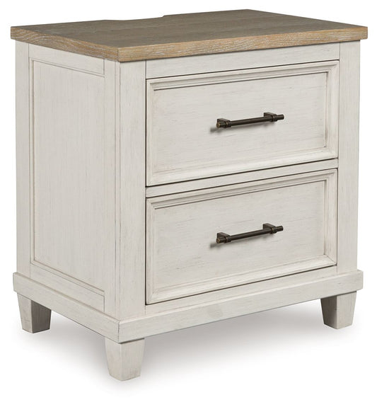 Shaybrock - Two Drawer Night Stand - Antique White / Brown