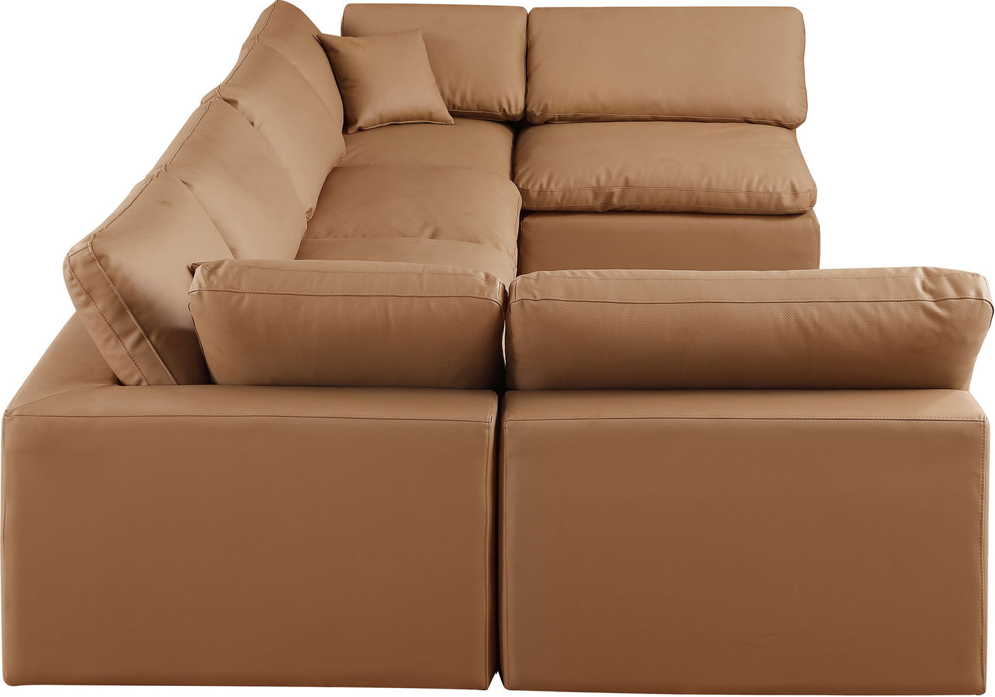 Comfy - 6 Piece Faux Leather Modular Armless Sectional