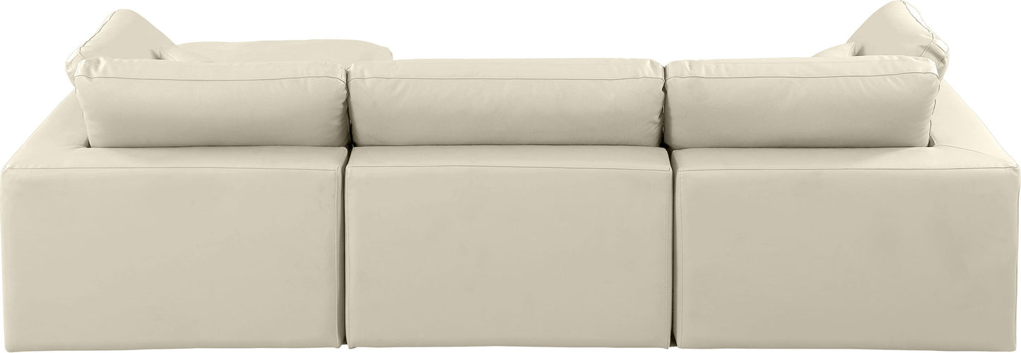 Comfy - 4 Piece Faux Leather Modular Sectional With Chaise