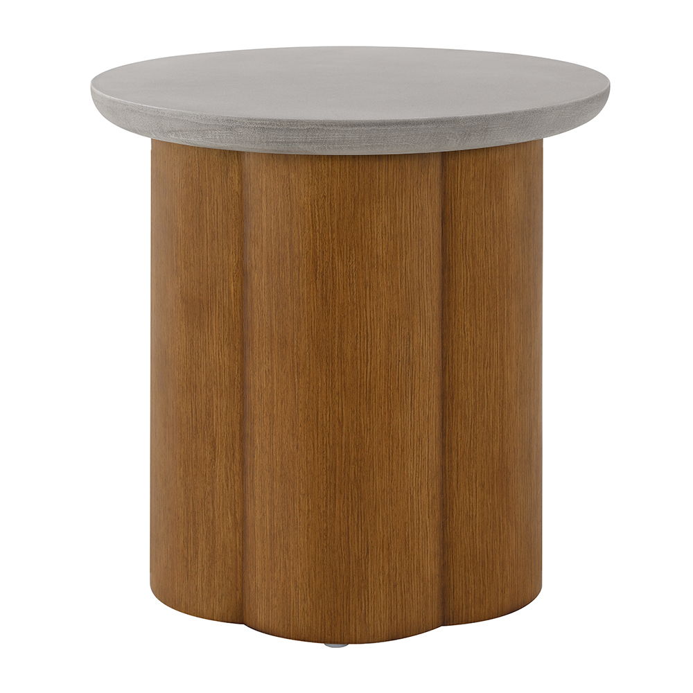 Evelyn - End Table - Faux Concrete Top & Walnut
