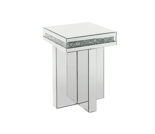 Noralie - 24"H End Table - Mirrored & Faux Diamonds