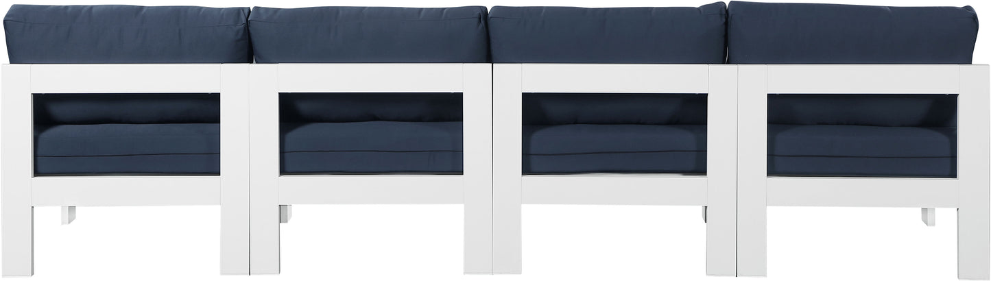 Nizuc - Outdoor Patio 4 Seat Armless Modular Sofa With White Frame