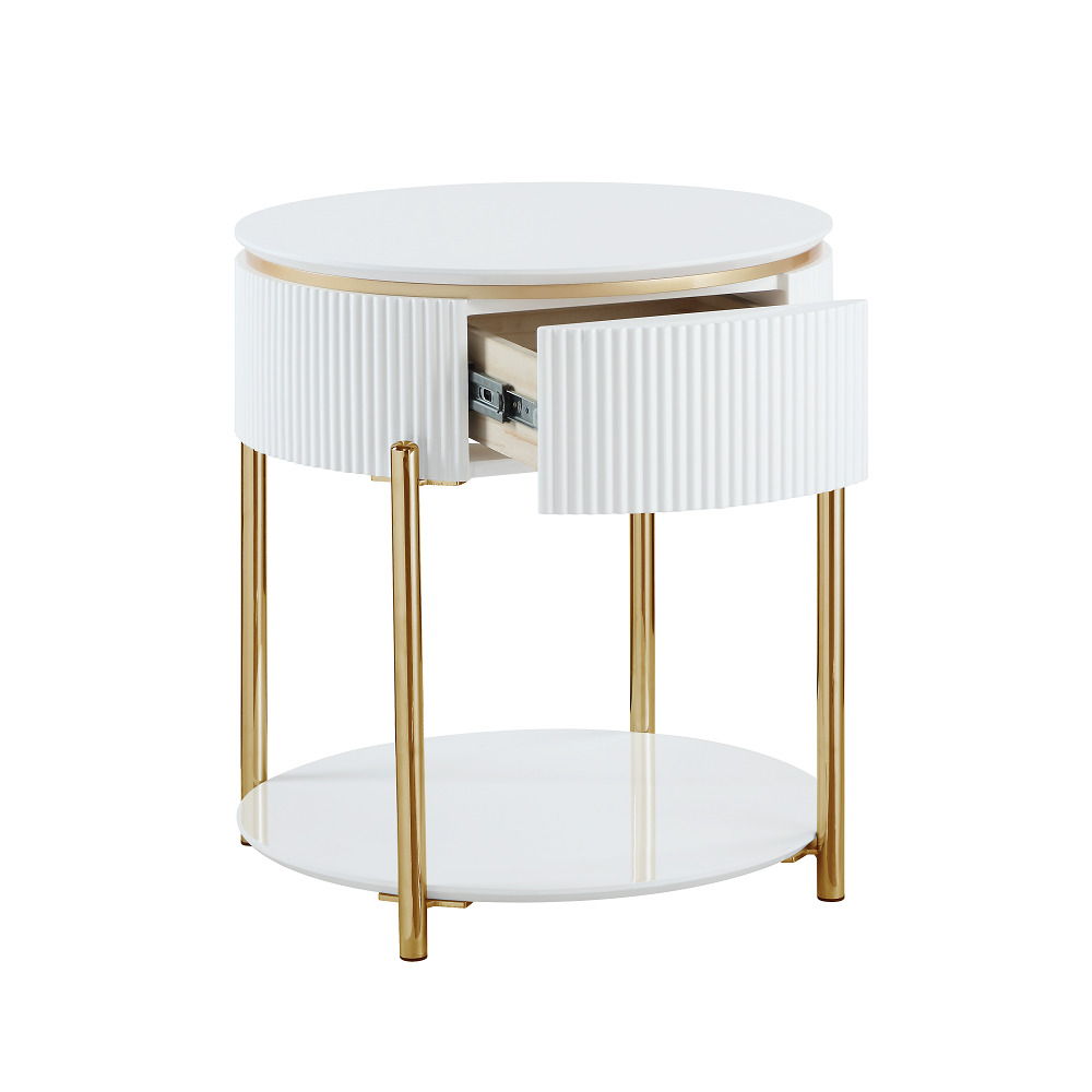 Daveigh - End Table - White High Gloss & Gold