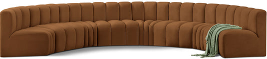 Arc - Velvet 8 Piece U-Shaped Modular Sofa - Saddle