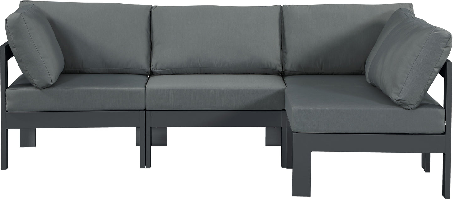 Nizuc - Outdoor Patio 4 Piece Modular Sectional With Gray Frame