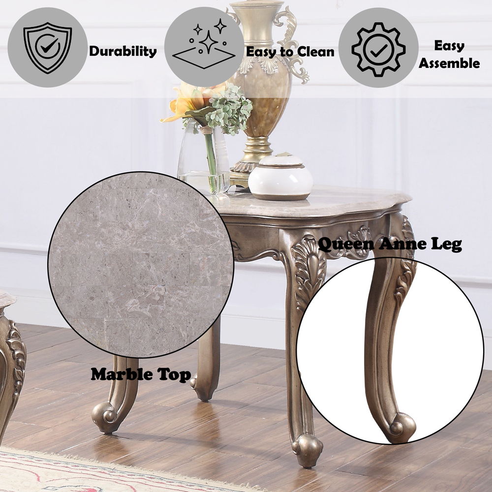Jayceon - End Table - Marble Top & Champagne
