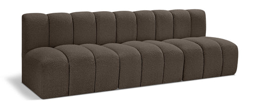 Arc - Boucle Fabric 3 Piece Modular Straight Sofa - Brown
