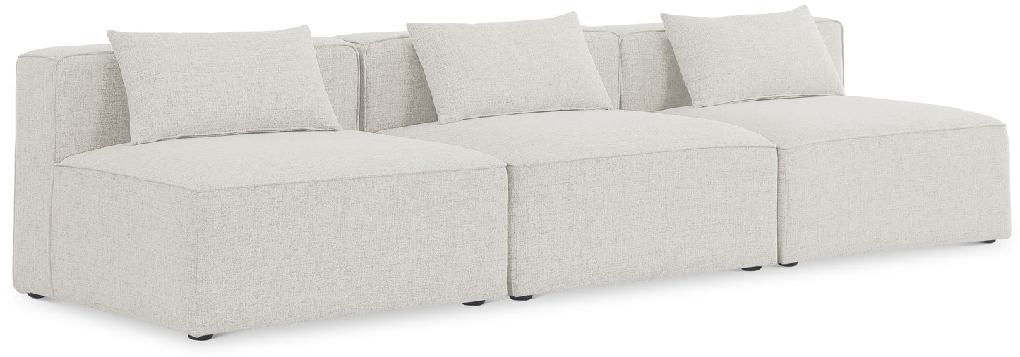 Cube - Linen Modular 3 Seat Armless Sofa