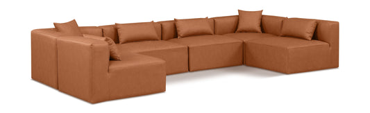 Cube - 6 Piece Modular Armless Sectional - Cognac