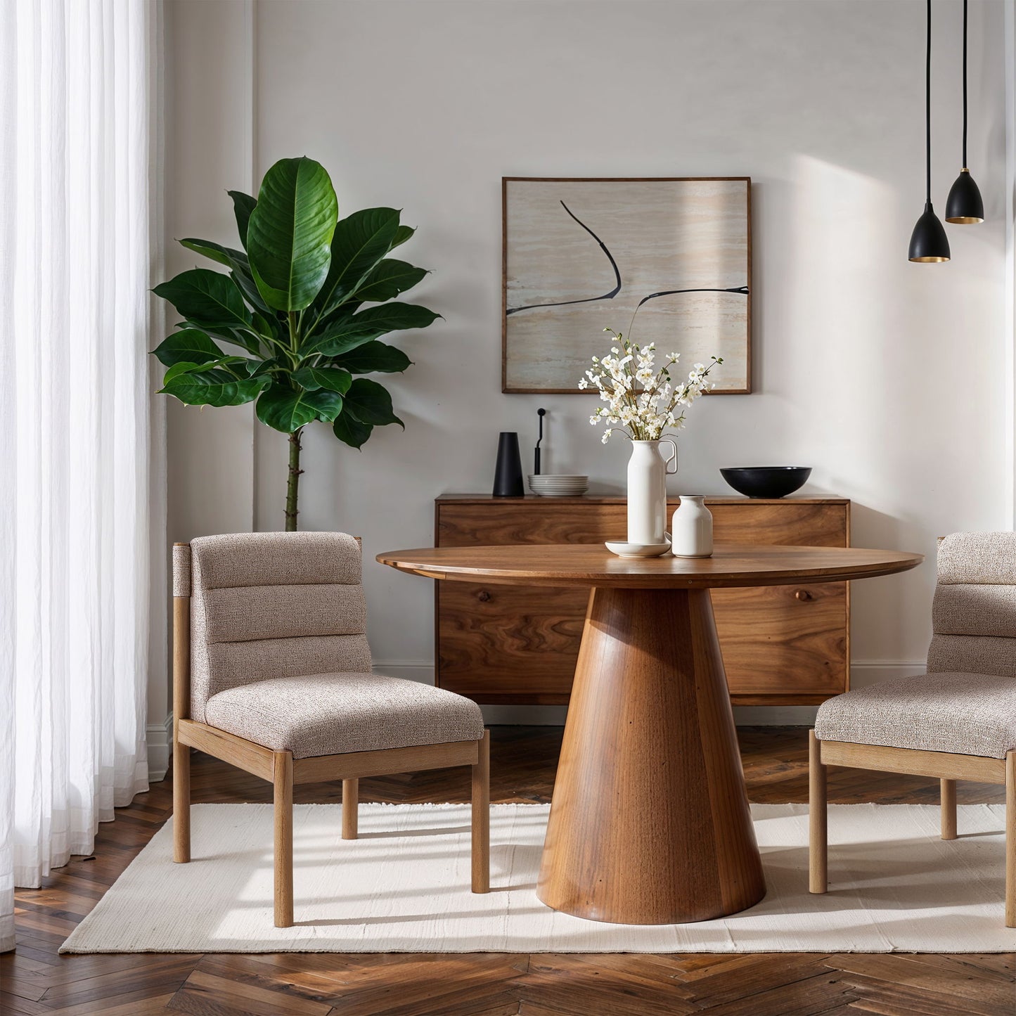 Eloura - Linen Textured Fabric Upholstered Dining Chair (Set of 2)