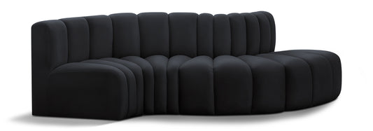 Arc - Velvet 4 Piece L-Shaped Modular Sofa