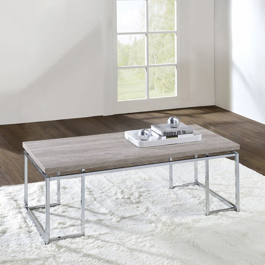 Chafik - Coffee Table - Natural Oak & Chrome