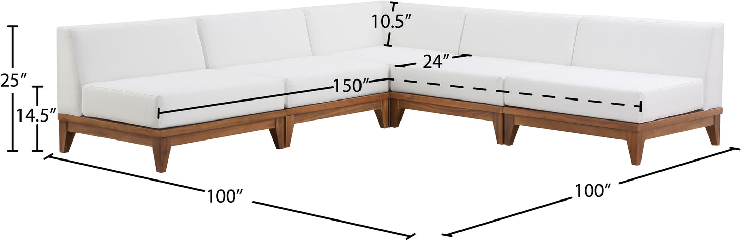 Rio - 5 Piece Fabric Modular Sectional - Off-White
