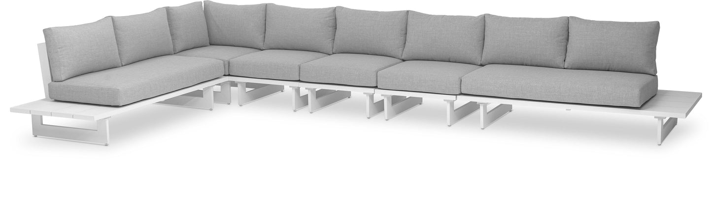 Maldives - 6 Piece Water Resistant Outdoor Patio Modular Sectional With White Base