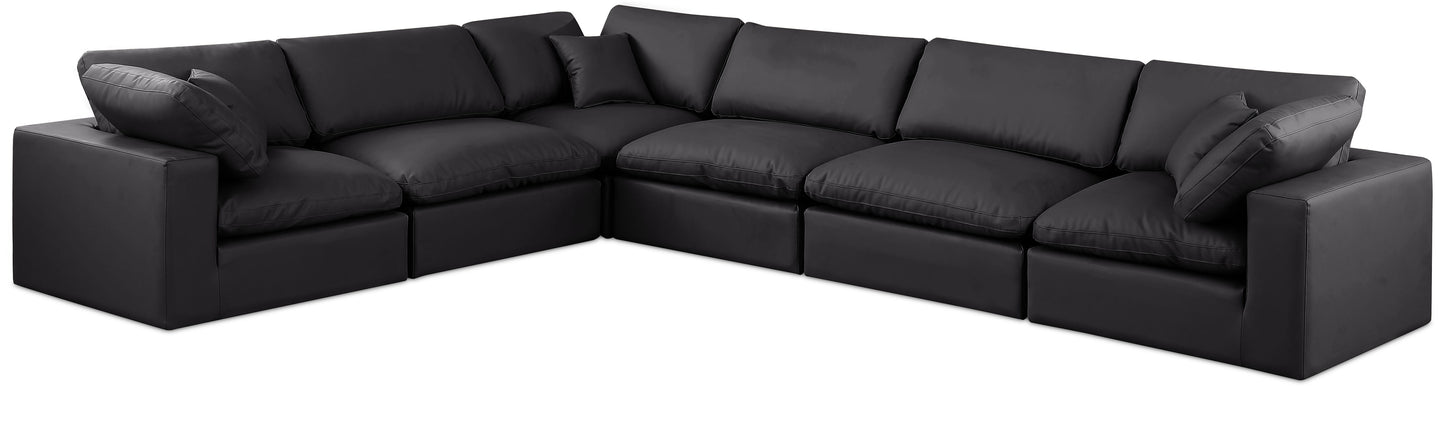 Comfy - 6 Piece Faux Leather Modular Corner Sectional