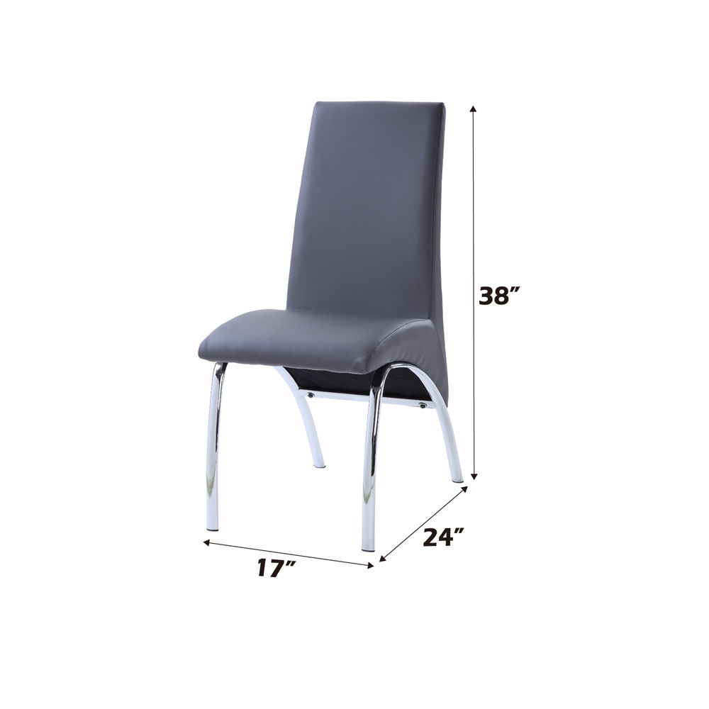 Noland - Side Chair (Set of 2) - Gray Synthetic Leather & Chrome