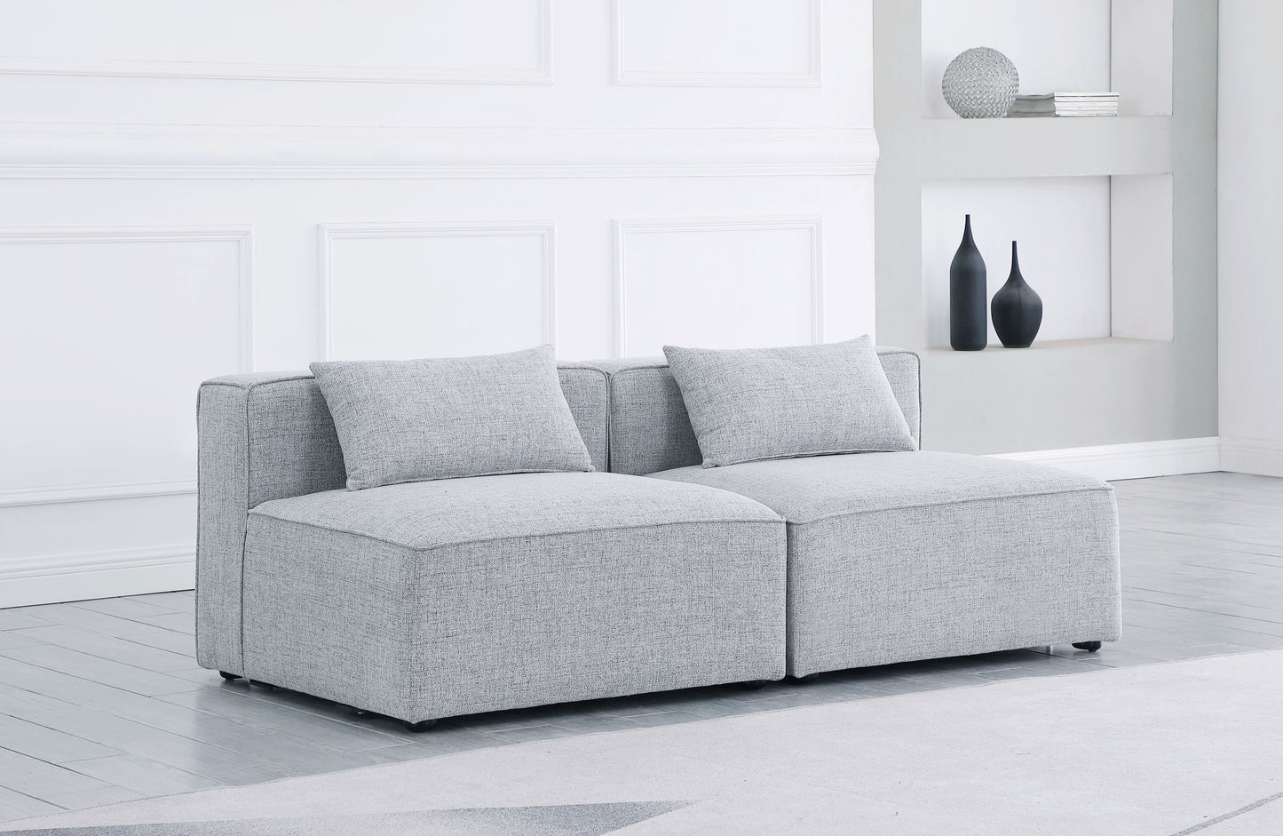 Cube - Linen Modular 2 Seat Armless Sofa