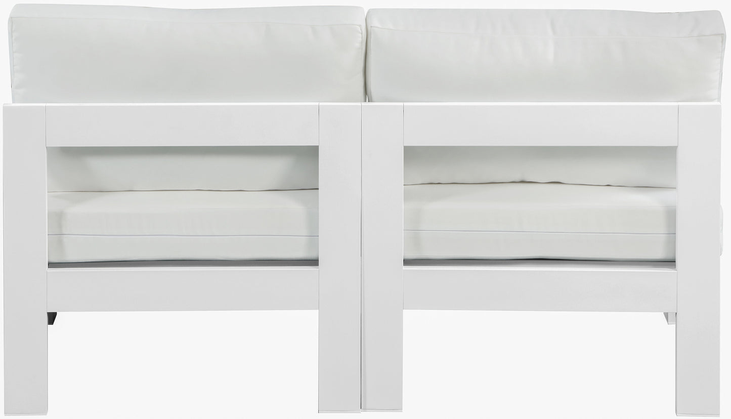 Nizuc - Outdoor Patio 2 Seat Armless Modular Sofa With White Frame