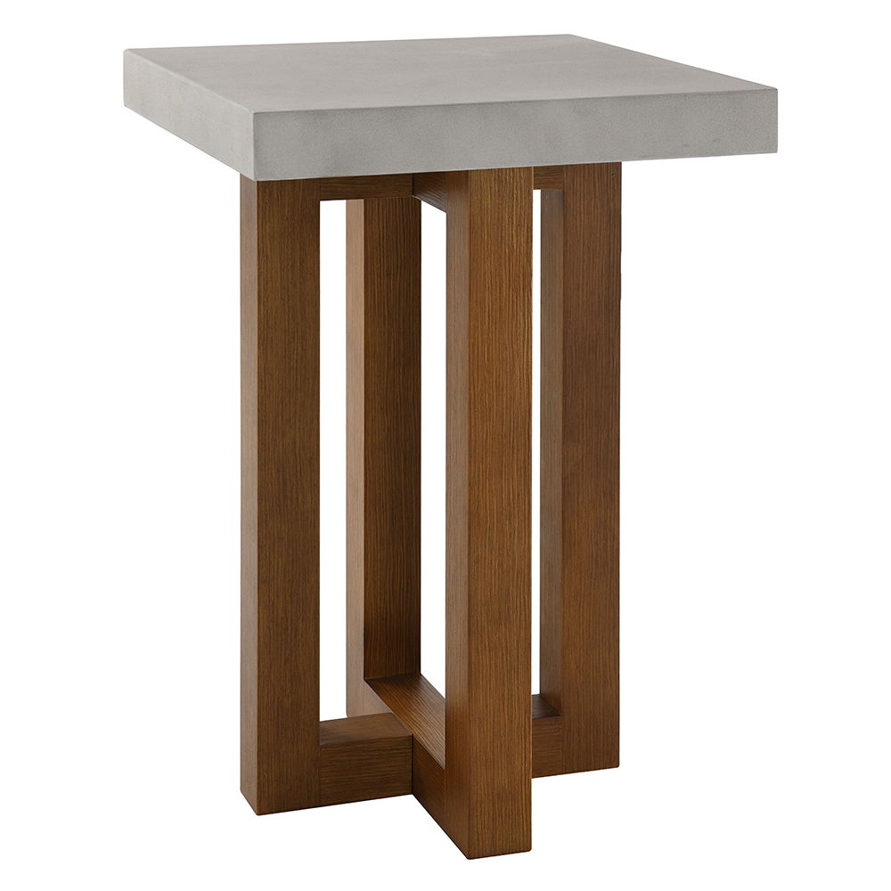 Keven - End Table - Faux Concrete Top & Walnut