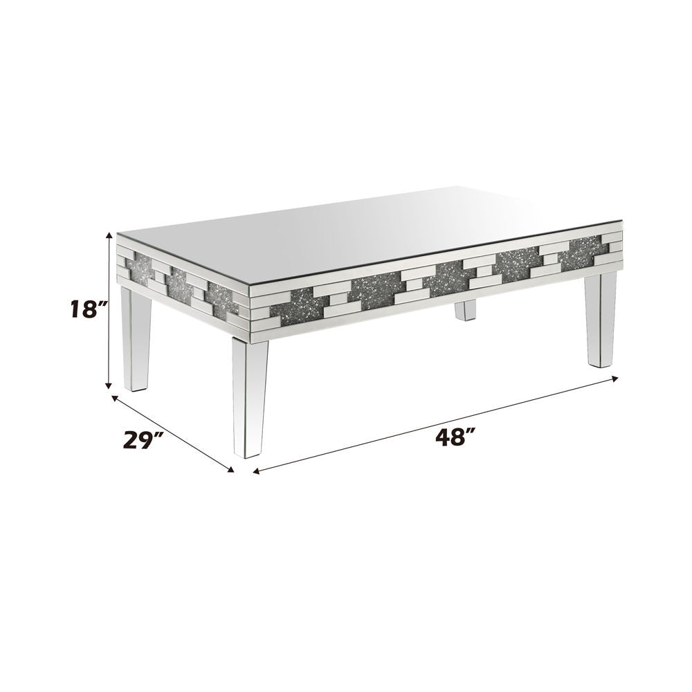 Noralie - 48" X 29" Coffee Table - Mirrored & Faux Diamonds