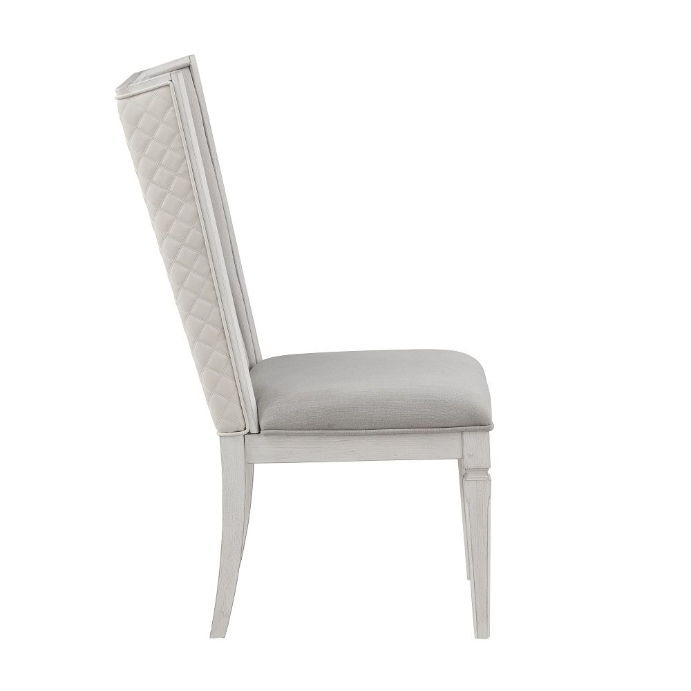 Katia - Hostess Chair (Set of 2) - Light Gray Linen & Weathered White