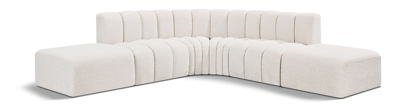 Arc - Boucle Fabric 6 Piece Corner Modular Sofa