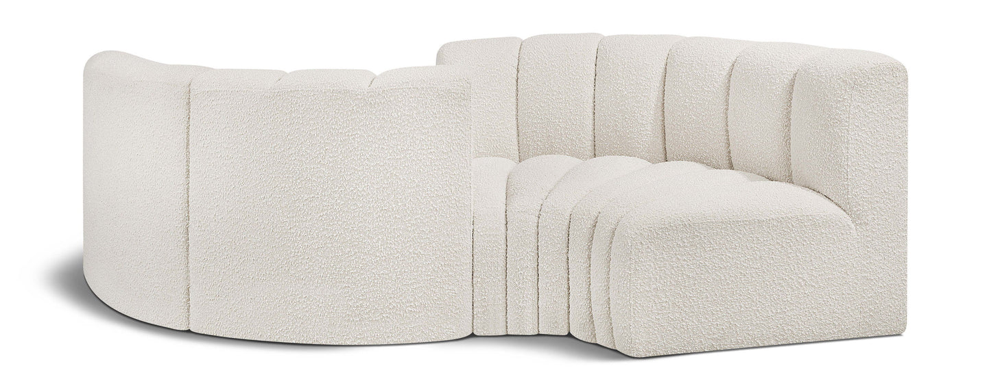 Arc - Boucle Fabric 4 Piece Curved Modular Sofa