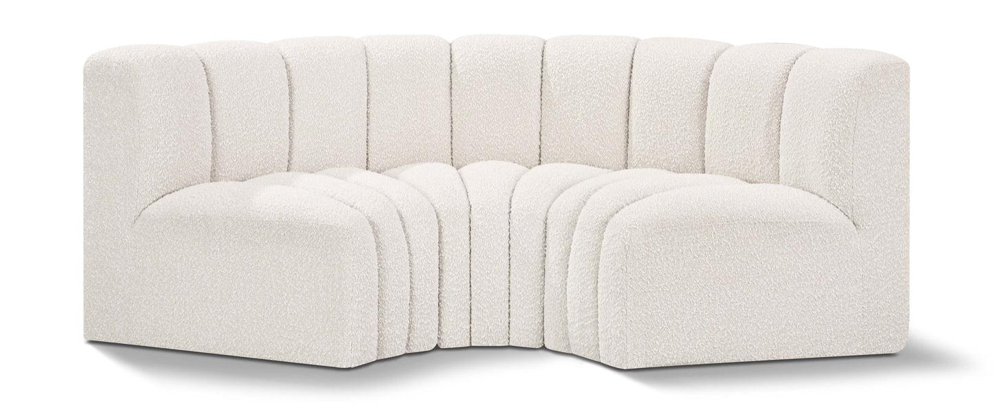 Arc - Boucle Fabric 3 Piece Modular U-Shaped Sofa