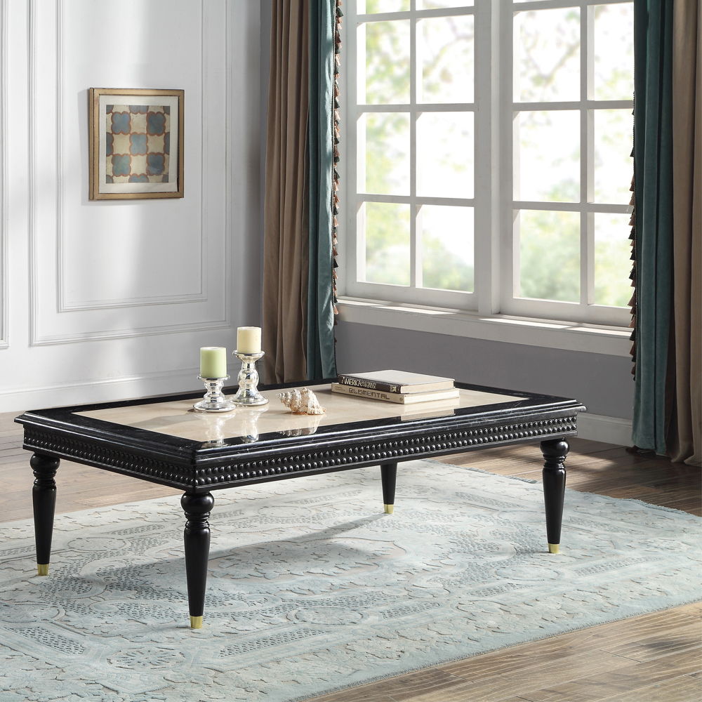 Tayden - Coffee Table With Marble Top - Marble Top & Black