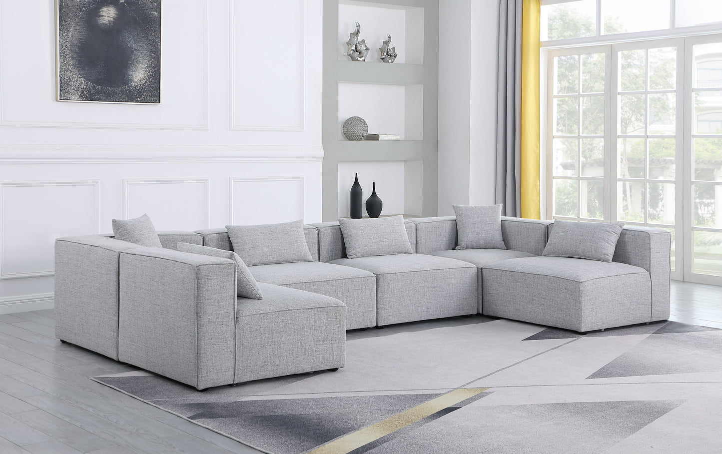 Cube - Linen 6 Piece Modular Armless Sectional