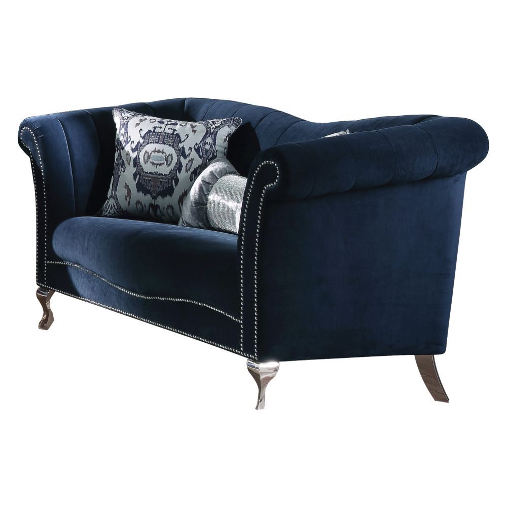 Jaborosa - Loveseat With 2 Pillows - Blue Velvet