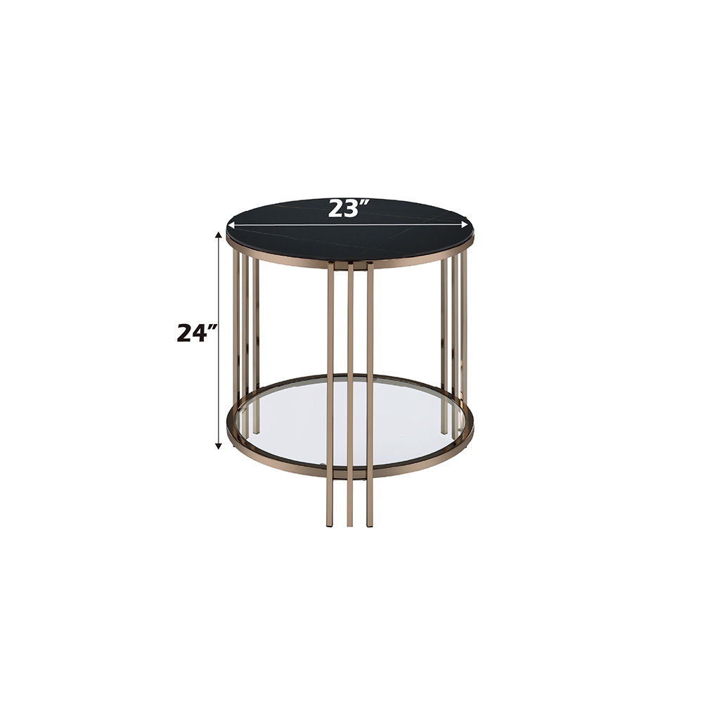 Zaidee - End Table - Sintered Stone & Champagne