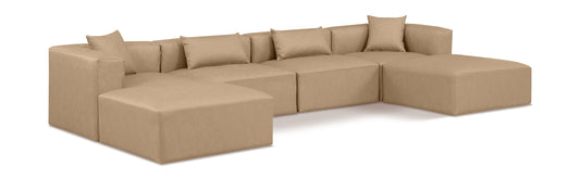 Cube - 6 Piece Modular Double Chaise Sectional - Tan