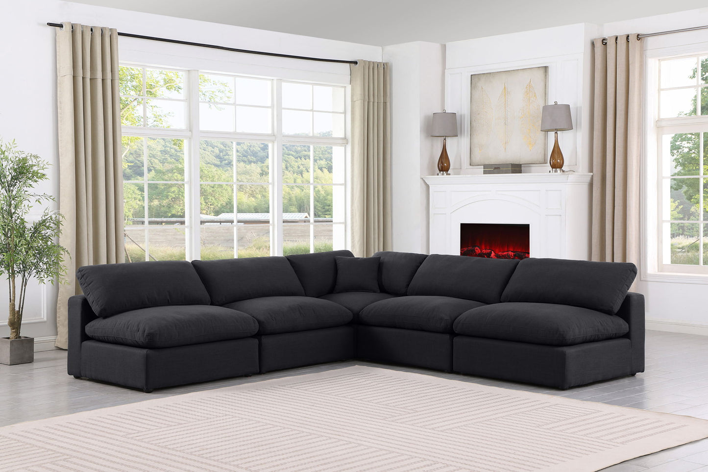 Comfy - 5 Piece Linen Modular Corner Armless Sectional