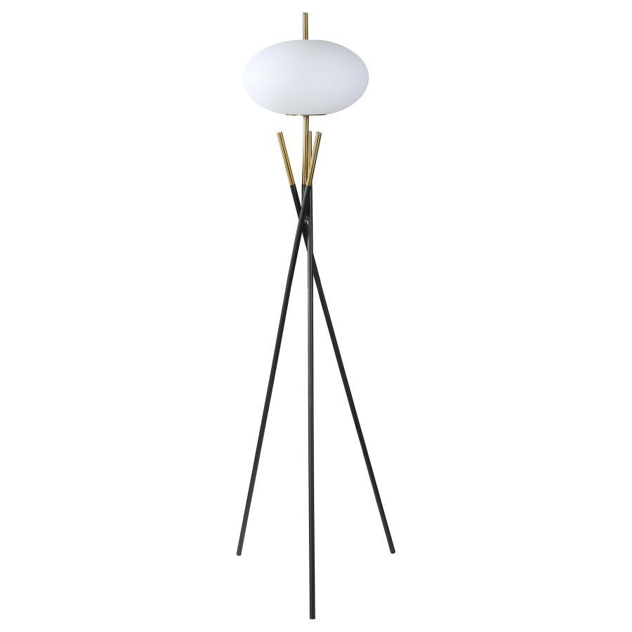 Layton - White Orb Shade Tripod Floor Lamp - Black