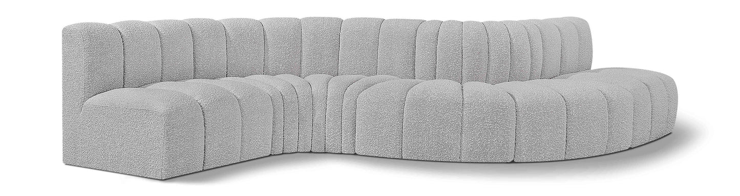 Arc - Boucle Fabric 6 Piece Curved Modular Sofa