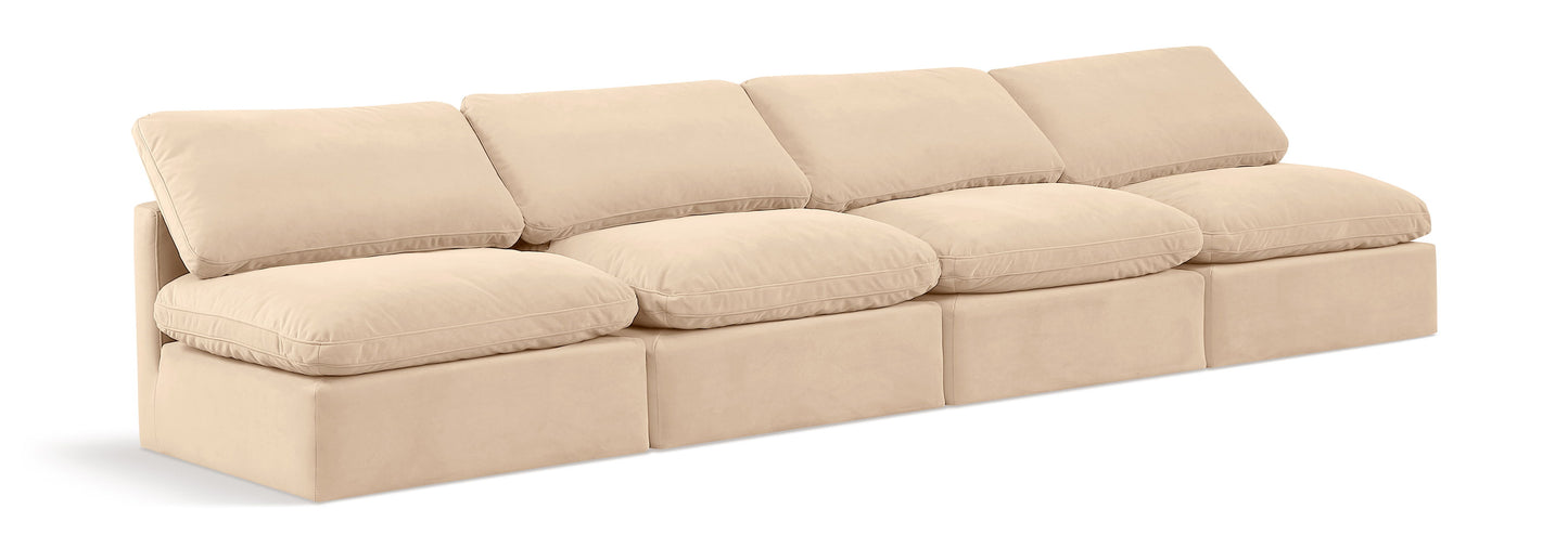 Indulge - Velvet 4 Seat Modular Armless Sofa