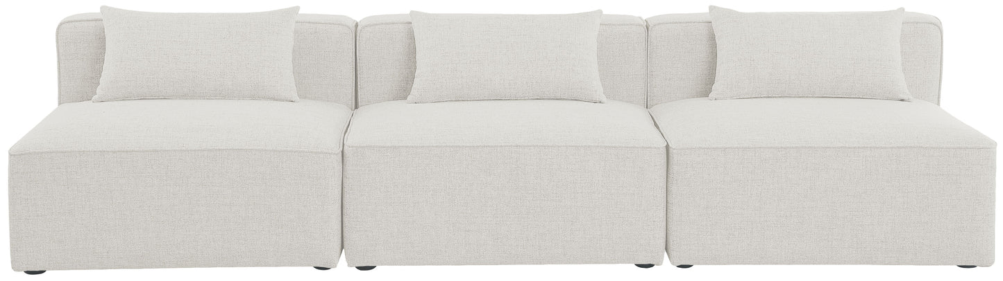 Cube - Linen Modular 3 Seat Armless Sofa