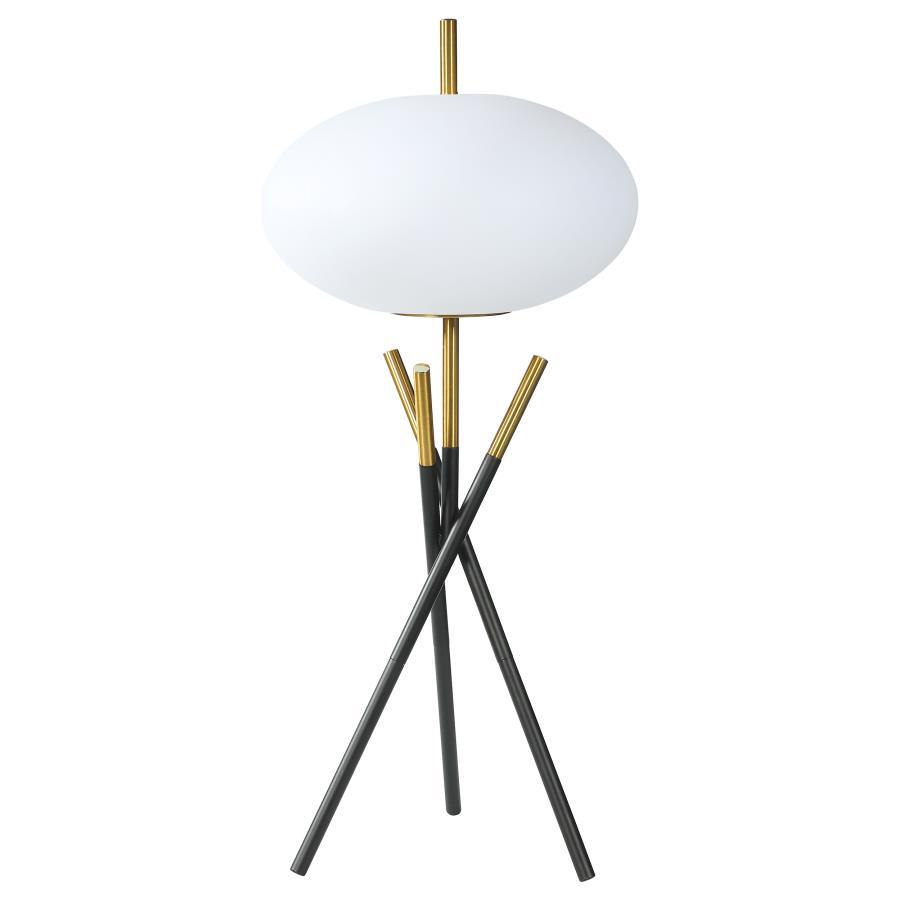 Layton - White Orb Shade Tripod Table Lamp - Black
