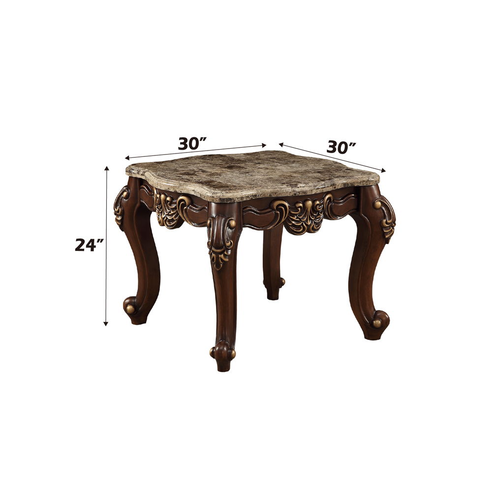 Mehadi - End Table - Marble Top & Walnut
