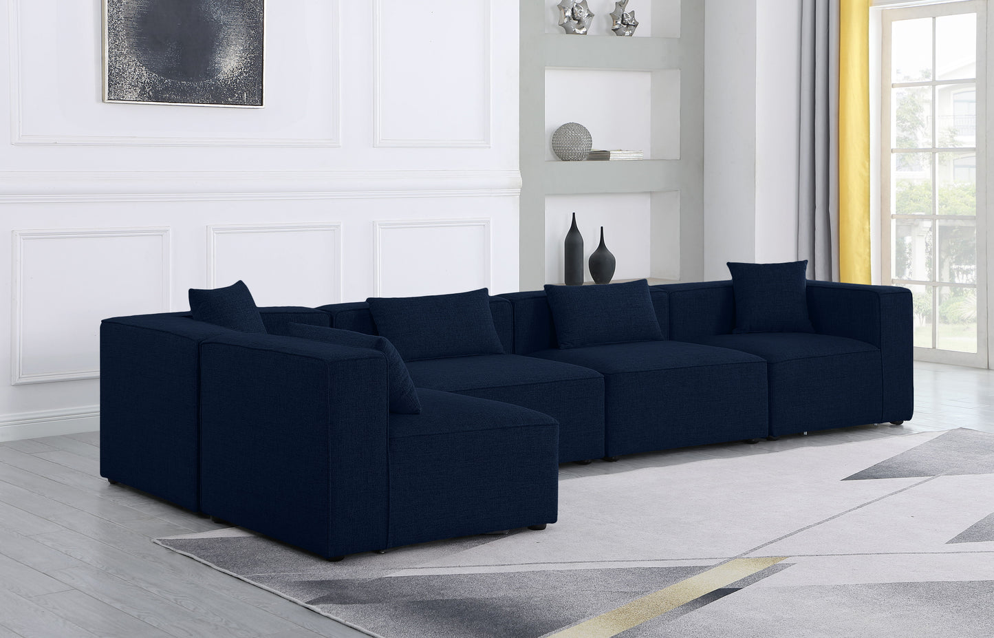 Cube - Linen 5 Piece Modular Sectional