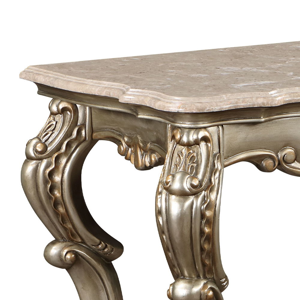 Miliani - Sofa Table With Marble Top - Natural Marble Top & Antique Bronze