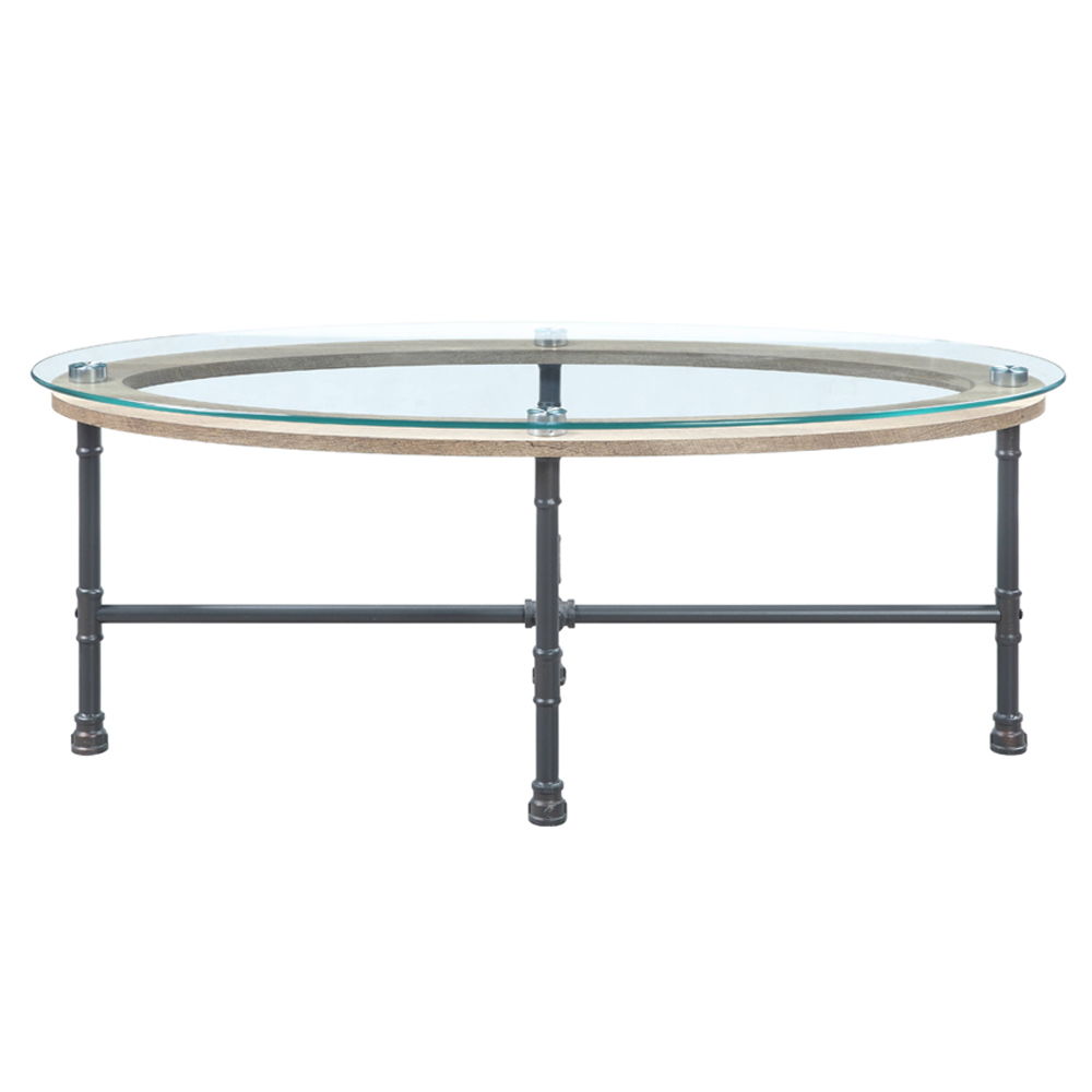 Brantley - Coffee Table - Clear Glass & Sandy Gray