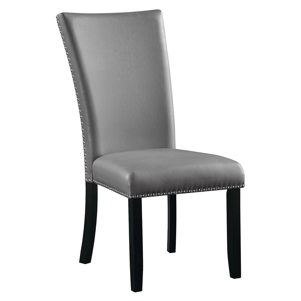 Caralin - Side Chair (Set of 2) - Gray Synthetic Leather & Black