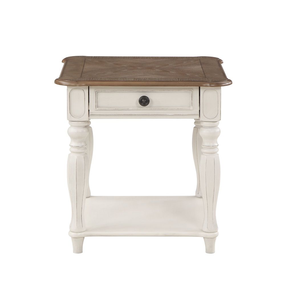 Florian - End Table - Oak & Antique White