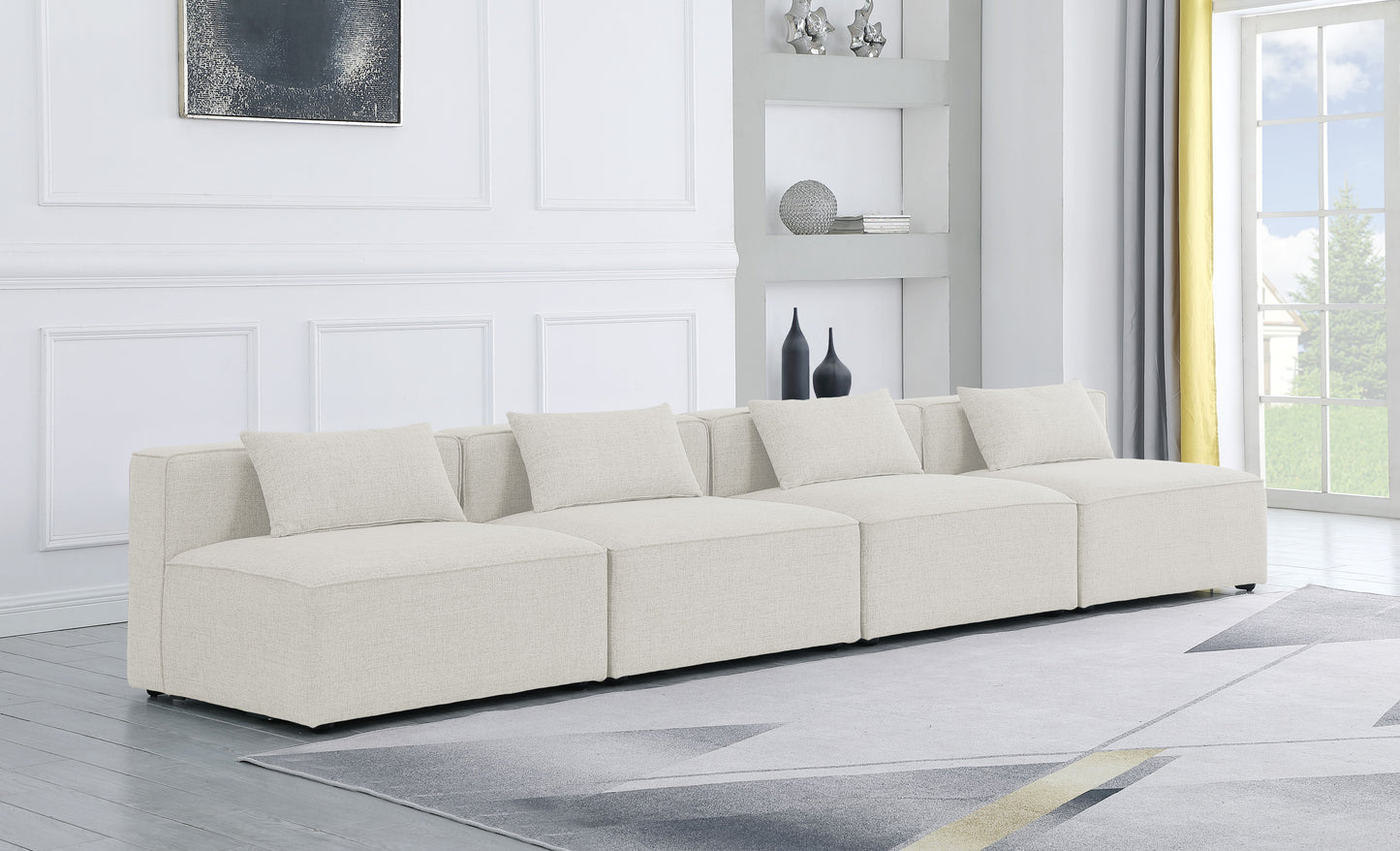 Cube - Linen Modular 4 Seat Armless Sofa