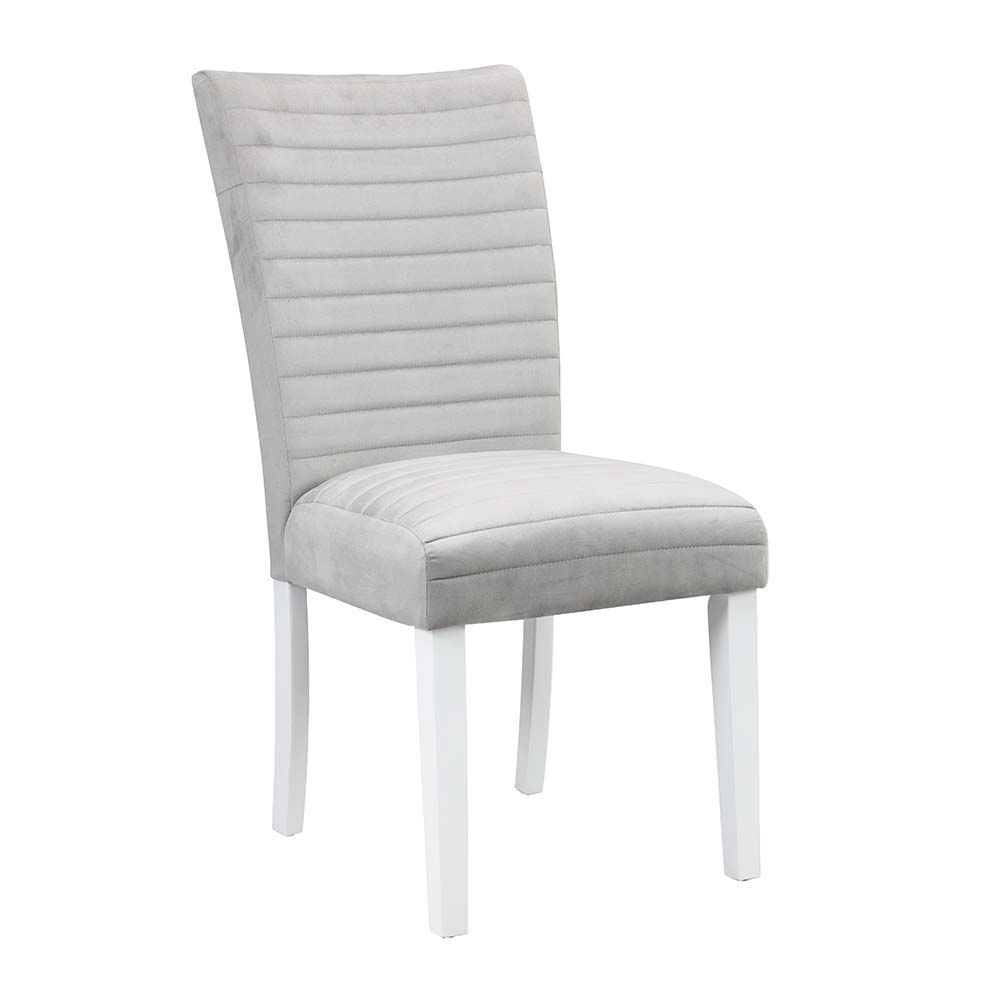 Elizaveta - Side Chair (Set of 2) - Gray Velvet &White High Gloss