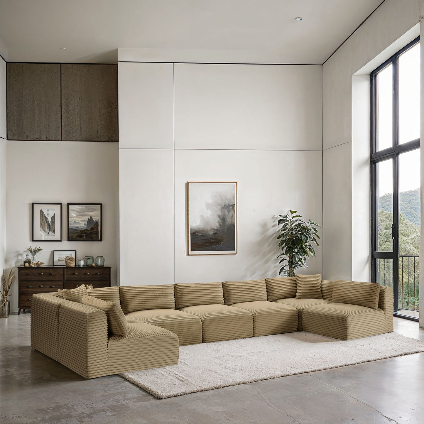 Shaggy - 7 Piece Modular U-Shaped Armless Sectional